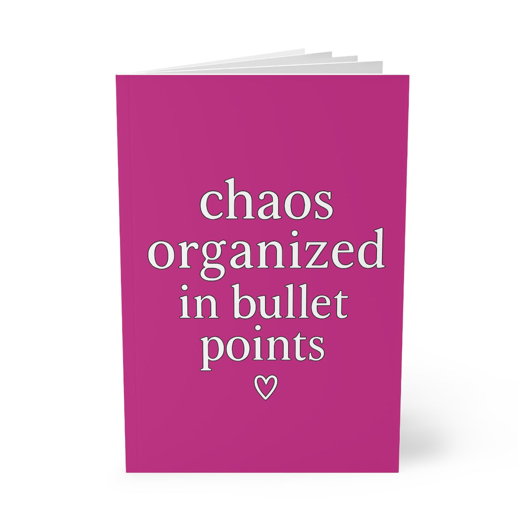 Chaos Organized in Bullet Points Journal – Pink A5 Lined Softcover