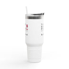 Her Mood Podcast 40oz Tumbler | White Stainless Travel Mug with Pink Mic & Logo