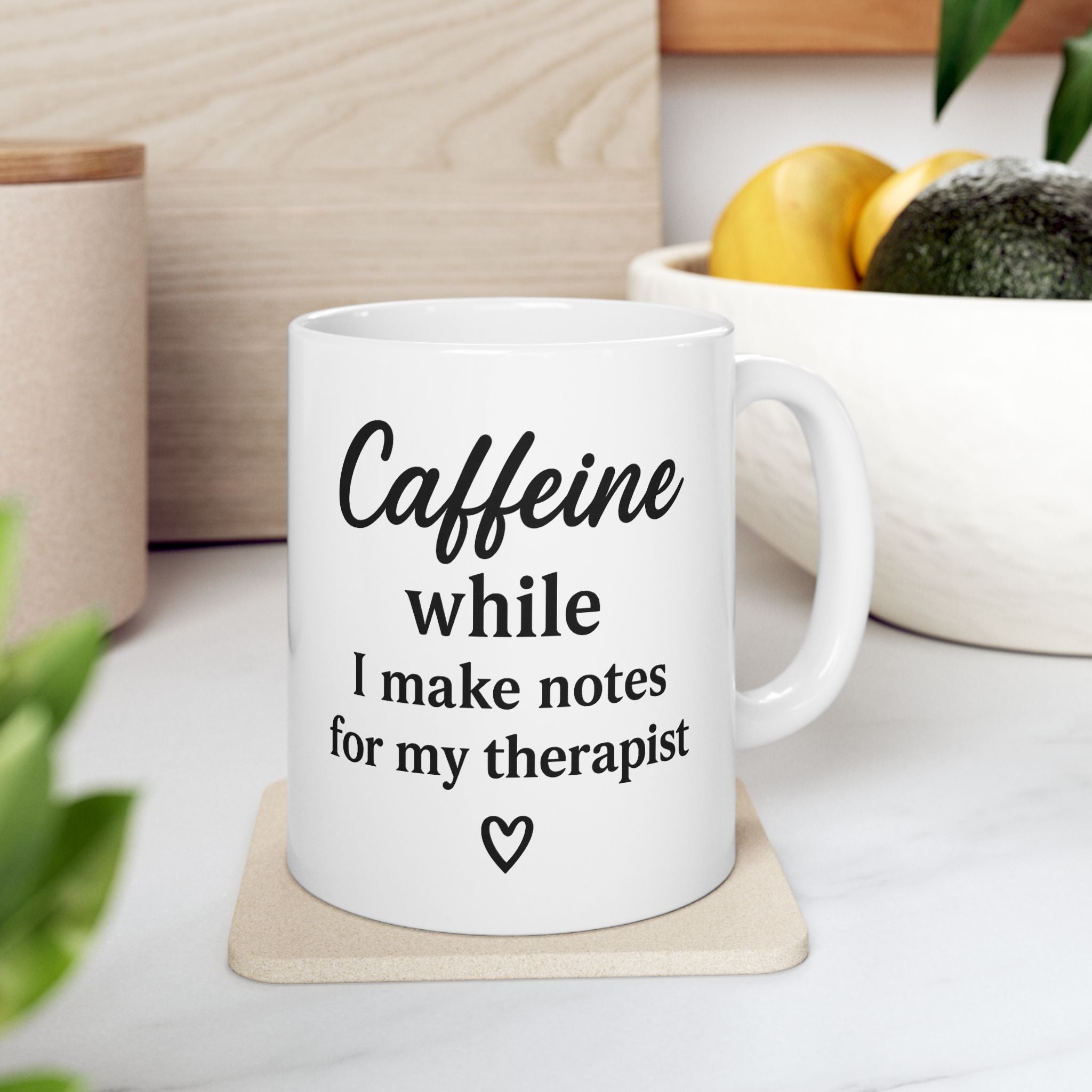 Her Mood Podcast Coffee Mug White 15oz Ceramic Cup Caffeine While I Make Notes for My Therapist Dishwasher Safe Podcast Gift