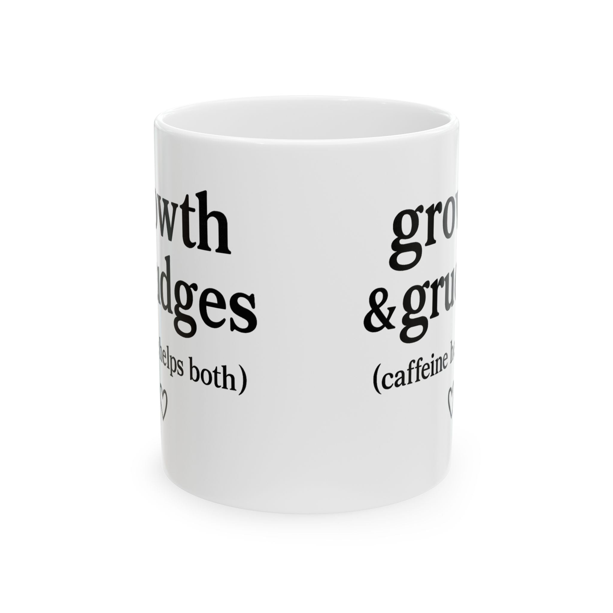 Her Mood Podcast Coffee Mug White 11oz Ceramic Cup Growth & Grudges (Caffeine Helps Both) Dishwasher Safe Podcast Gift