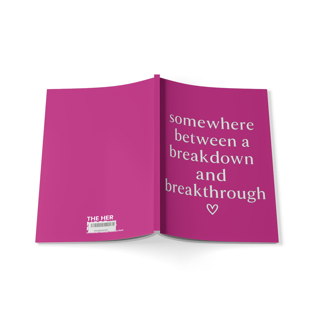 Somewhere Between a Breakdown and a Breakthrough Journal – Pink A5 Lined Softcover