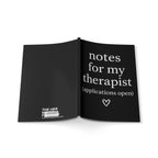 Her Mood Podcast Journal Black Softcover Notebook Notes for My Therapist (Applications Open) Lined A5 Planner Gift