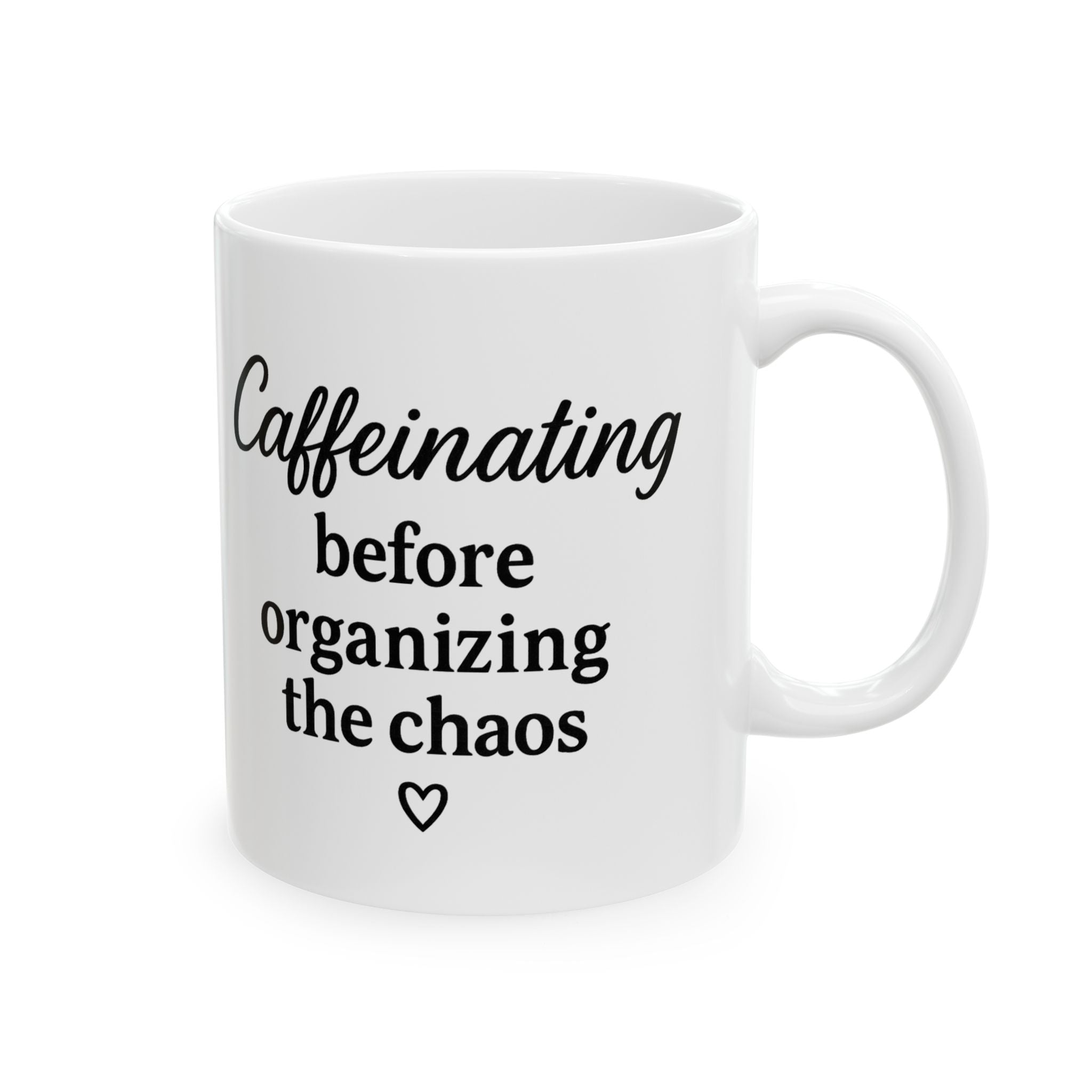 Her Mood Podcast Coffee Mug White 11oz Ceramic Cup Caffeinating Before Organizing the Chaos Dishwasher Safe Podcast Gift