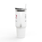 Her Mood Podcast 40oz Tumbler | White Stainless Travel Mug with Pink Mic & Logo