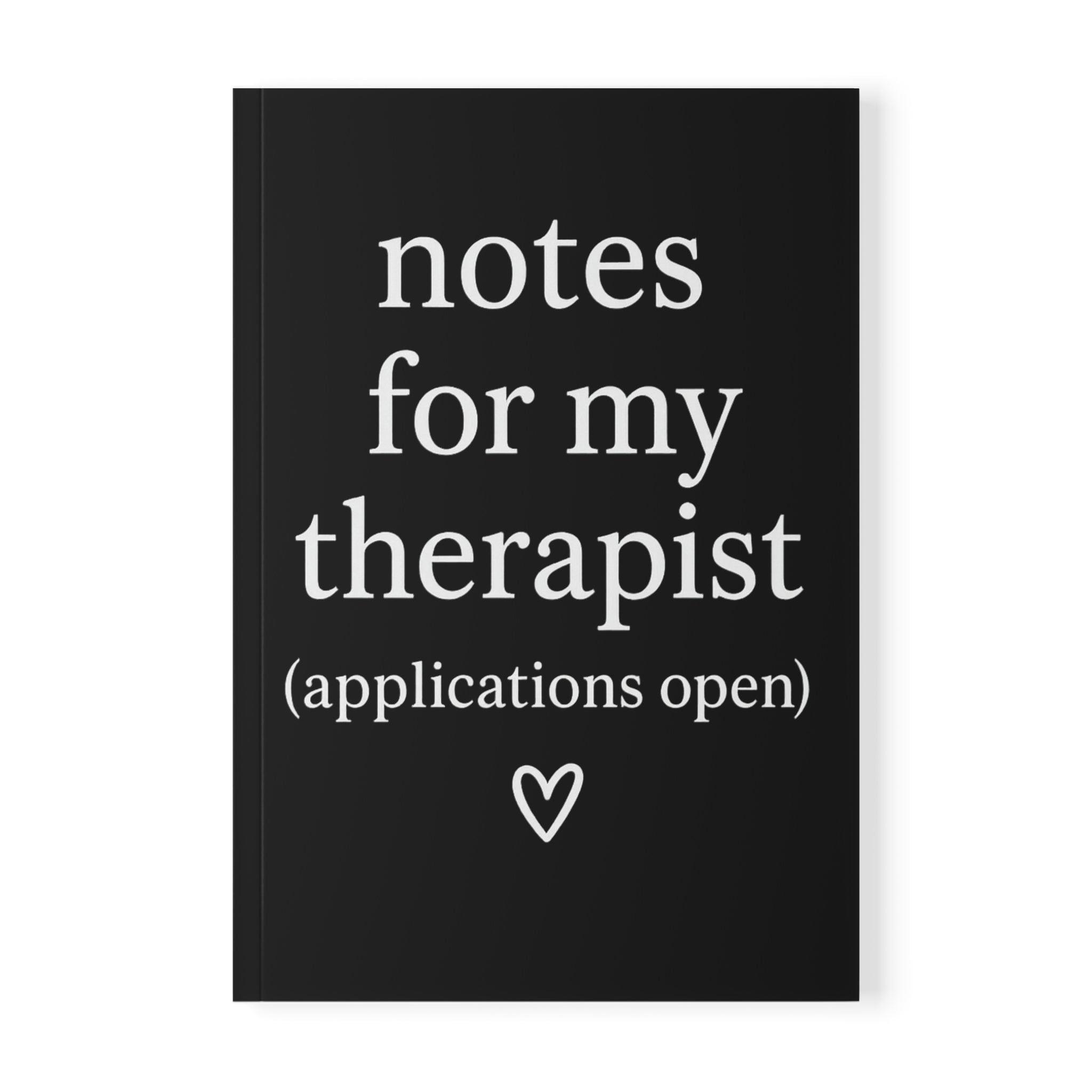 Her Mood Podcast Journal Black Softcover Notebook Notes for My Therapist (Applications Open) Lined A5 Planner Gift