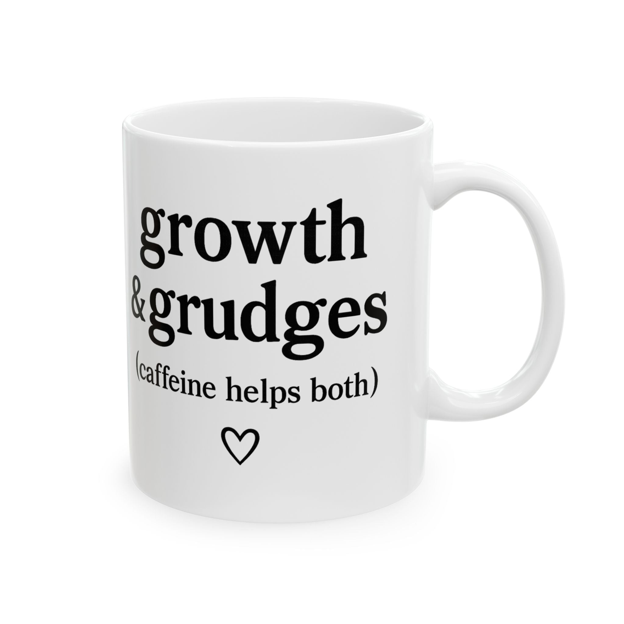 Her Mood Podcast Coffee Mug White 11oz Ceramic Cup Growth & Grudges (Caffeine Helps Both) Dishwasher Safe Podcast Gift