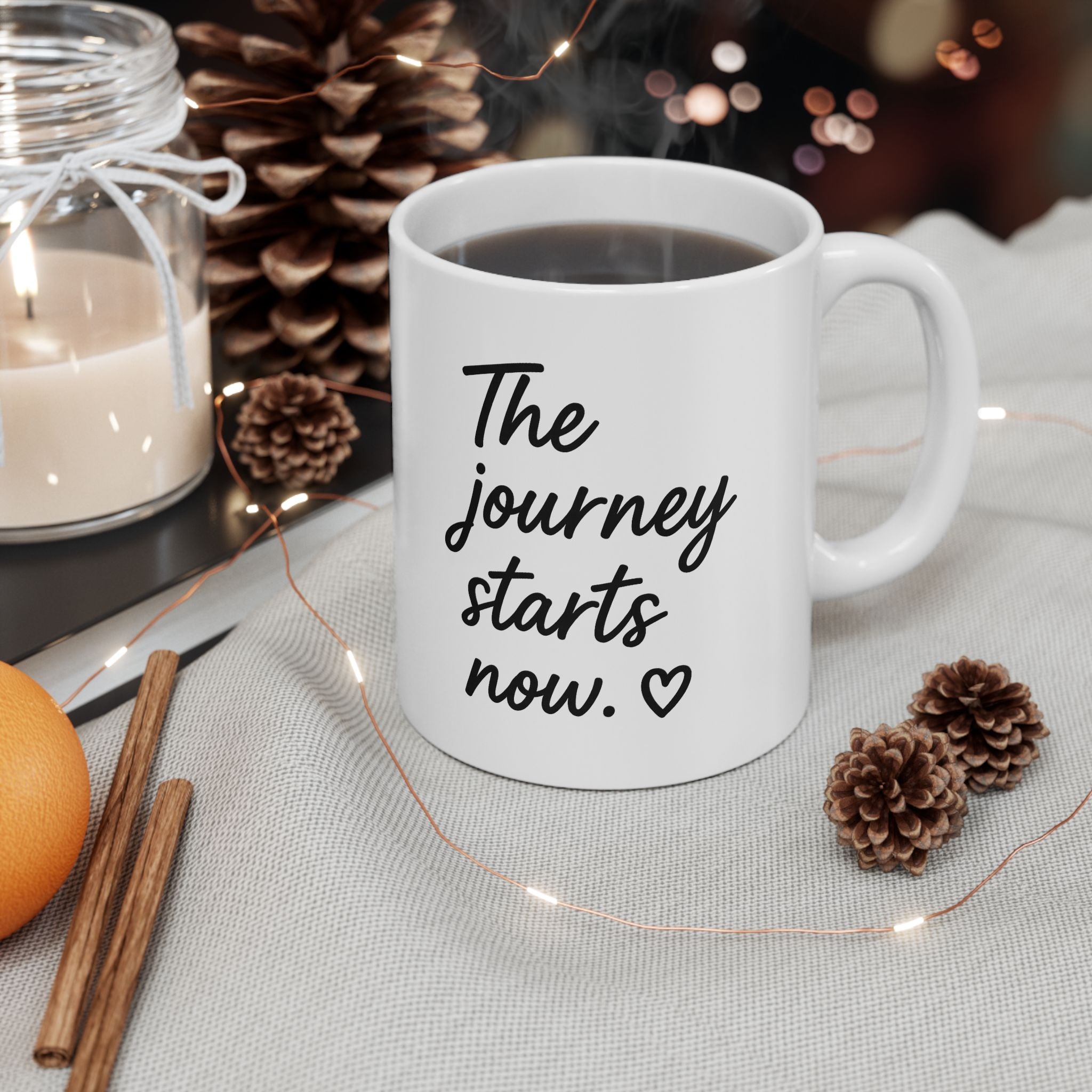Her Mood Podcast Coffee Mug White Ceramic Cup The Journey Starts Now Dishwasher Safe Podcast Gift