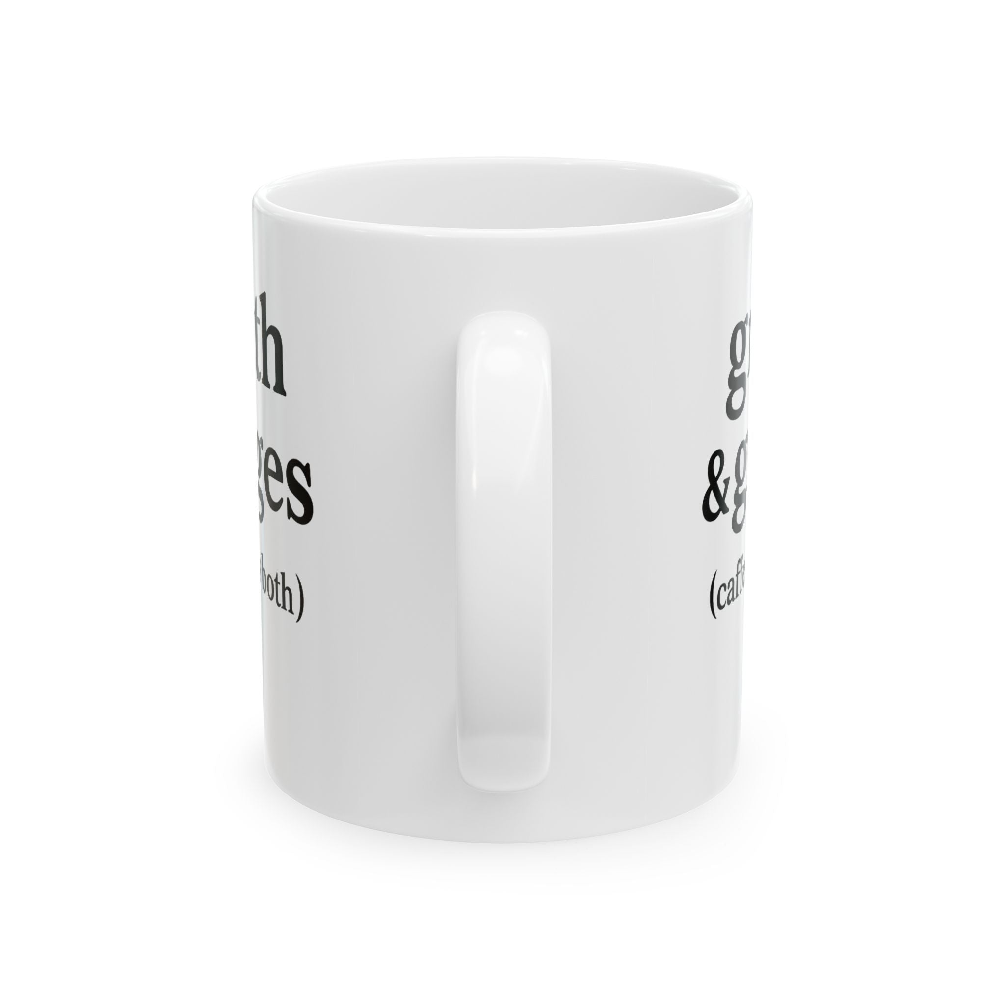 Her Mood Podcast Coffee Mug White 11oz Ceramic Cup Growth & Grudges (Caffeine Helps Both) Dishwasher Safe Podcast Gift