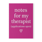 Notes for My Therapist (Applications Open) Journal – Pink A5 Lined Softcover